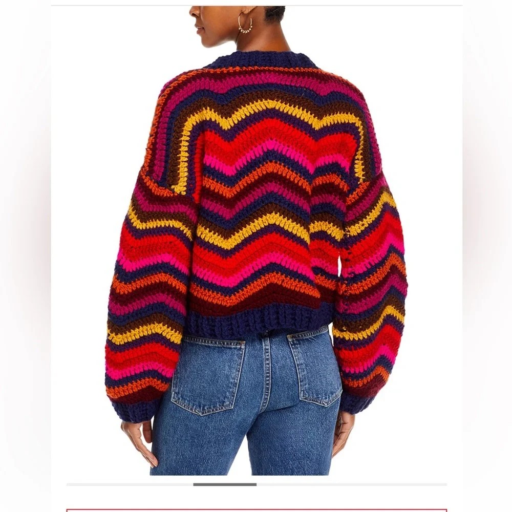 Farm Rio Colorful Waves Crochet Sweater XXS - Picture 3 of 11